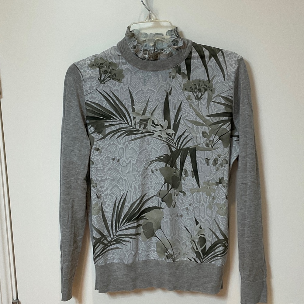 Ted Baker gray and green sweater size 6